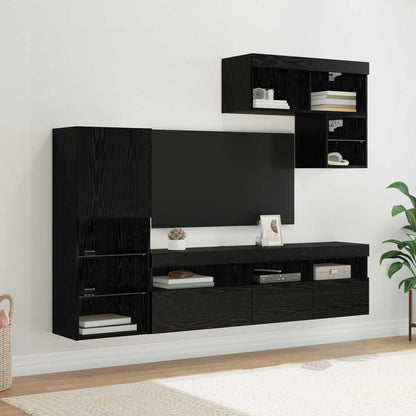 vidaXL TV Wall Units 6 pcs Black Oak Engineered Wood 1