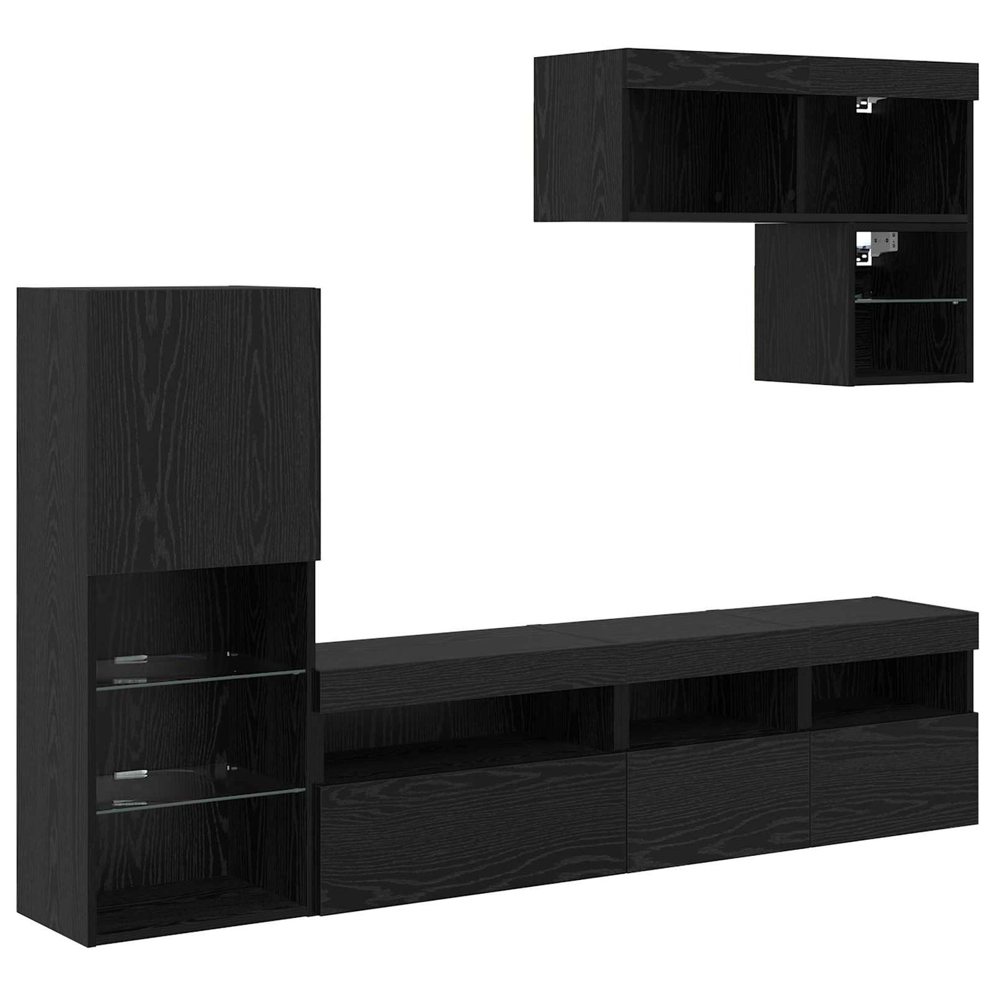 vidaXL TV Wall Units 6 pcs Black Oak Engineered Wood 2