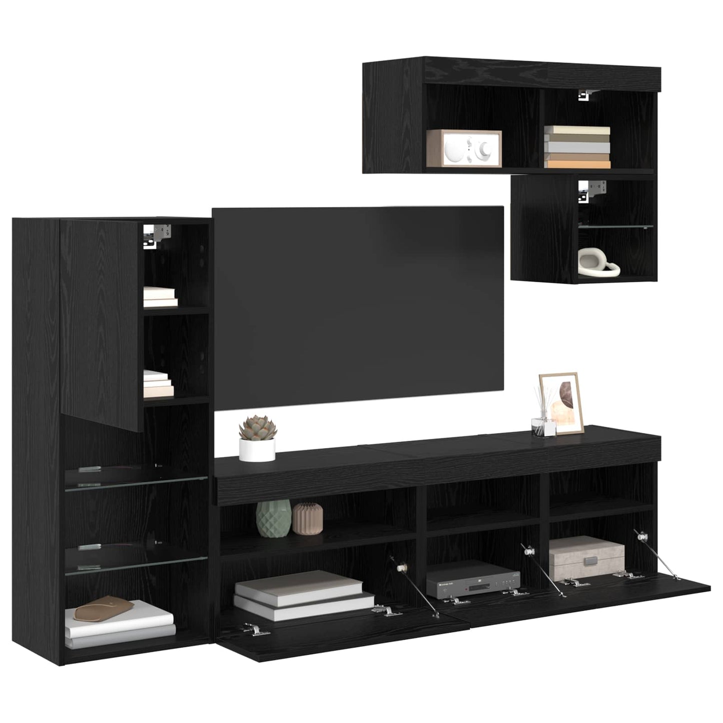 vidaXL TV Wall Units 6 pcs Black Oak Engineered Wood 3