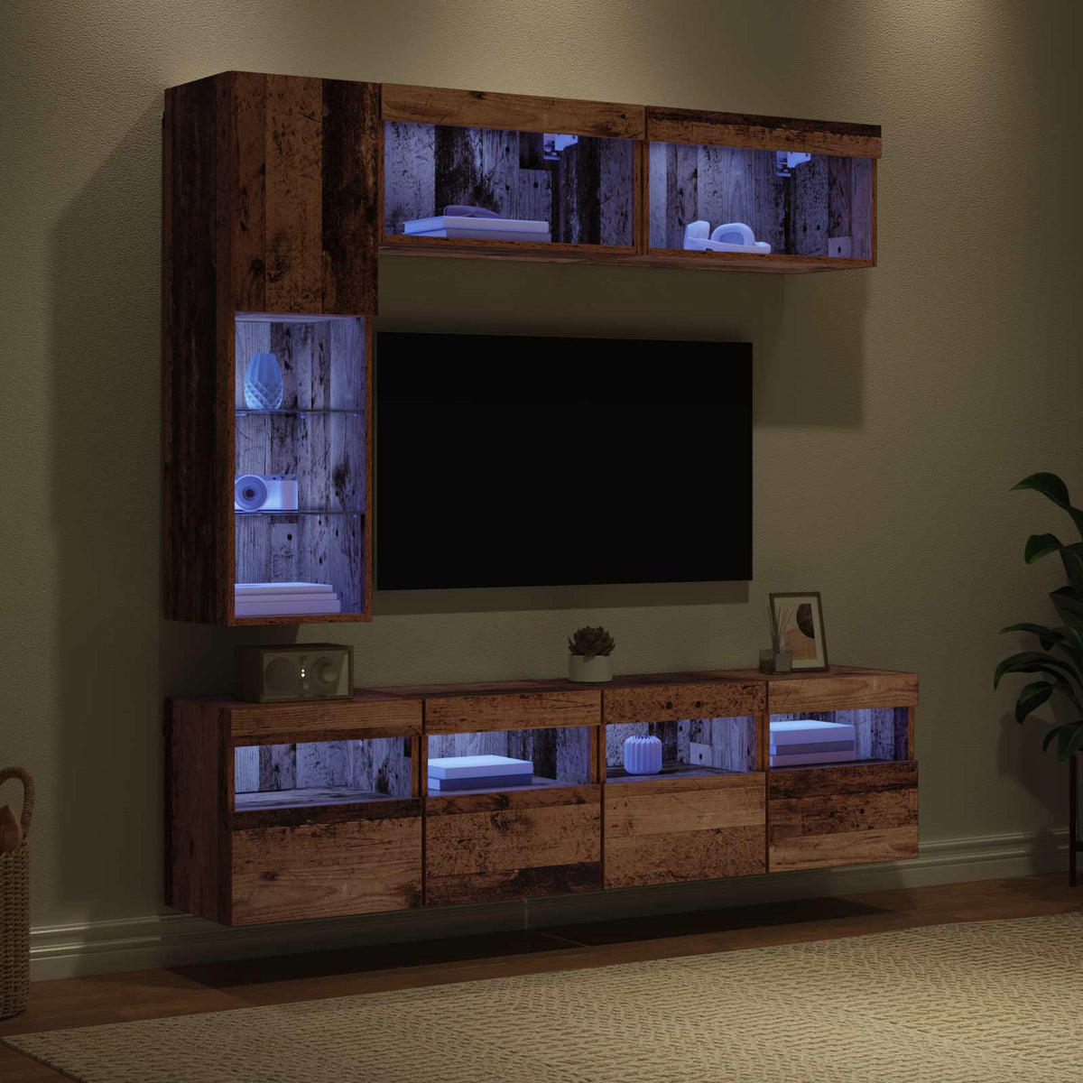 vidaXL TV Cabinet 7 pcs 30.5 x 30 x 102 cm Old Wood 5