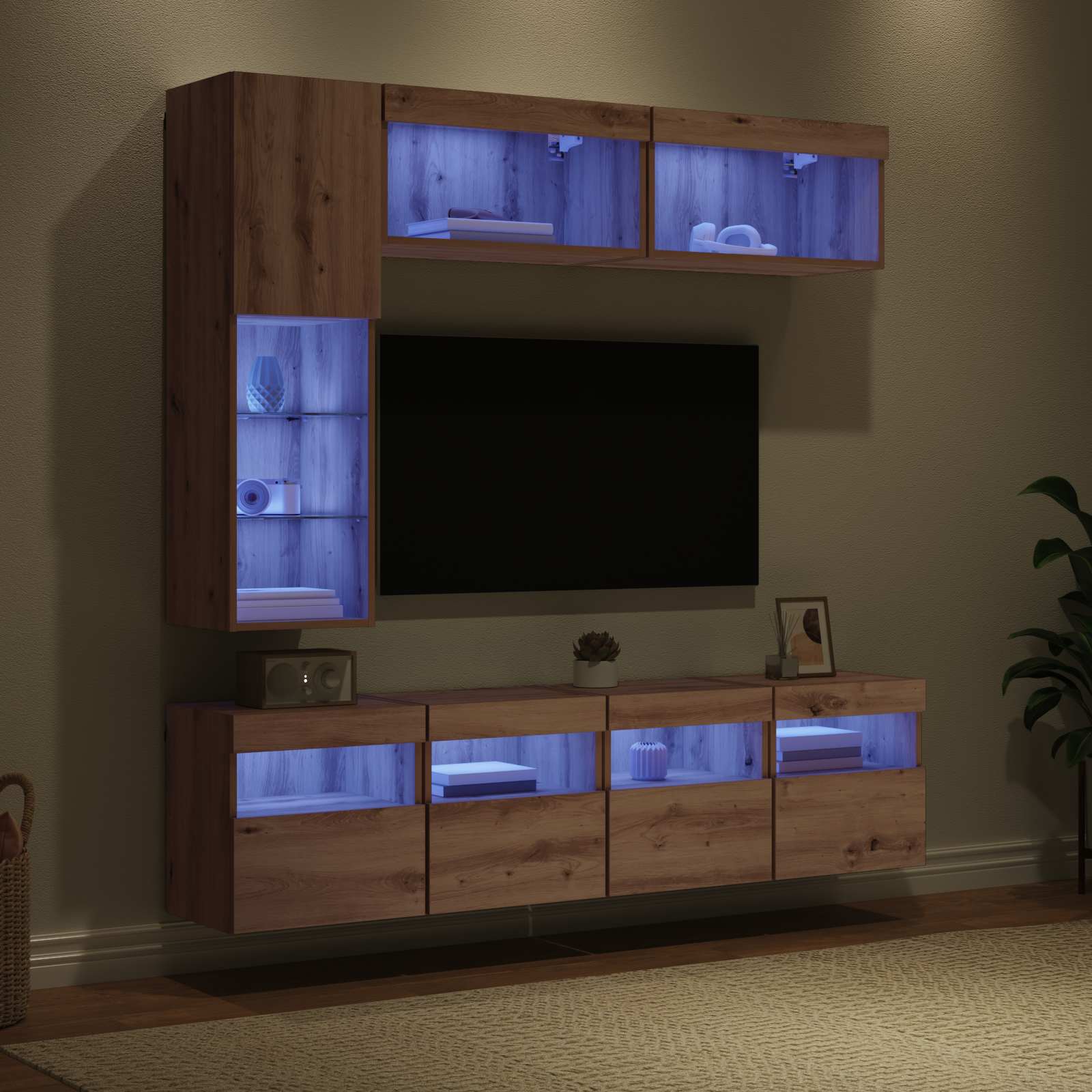 vidaXL TV Cabinet 7 pcs Artisan Oak Engineered Wood 5