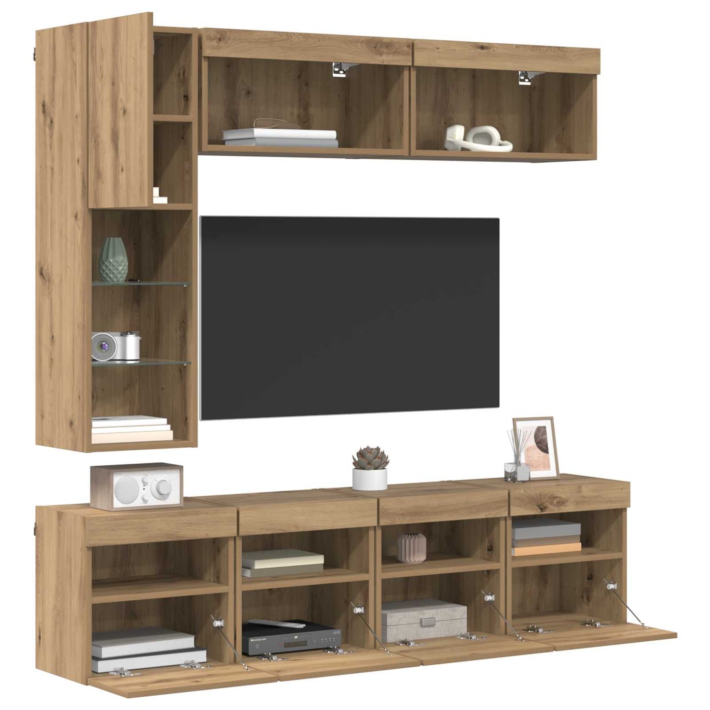 vidaXL TV Cabinet 7 pcs Artisan Oak Engineered Wood 3