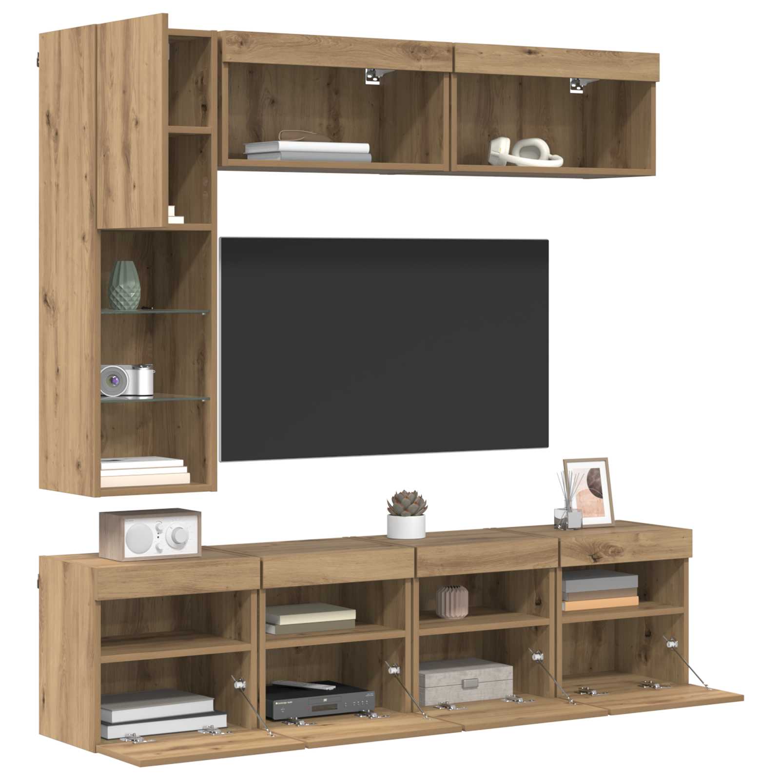 vidaXL TV Cabinet 7 pcs Artisan Oak Engineered Wood 3
