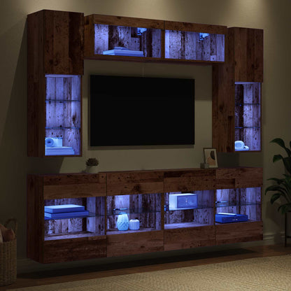 vidaXL TV Wall Cabinet Set 6 pcs Old Wood Engineered Wood 5