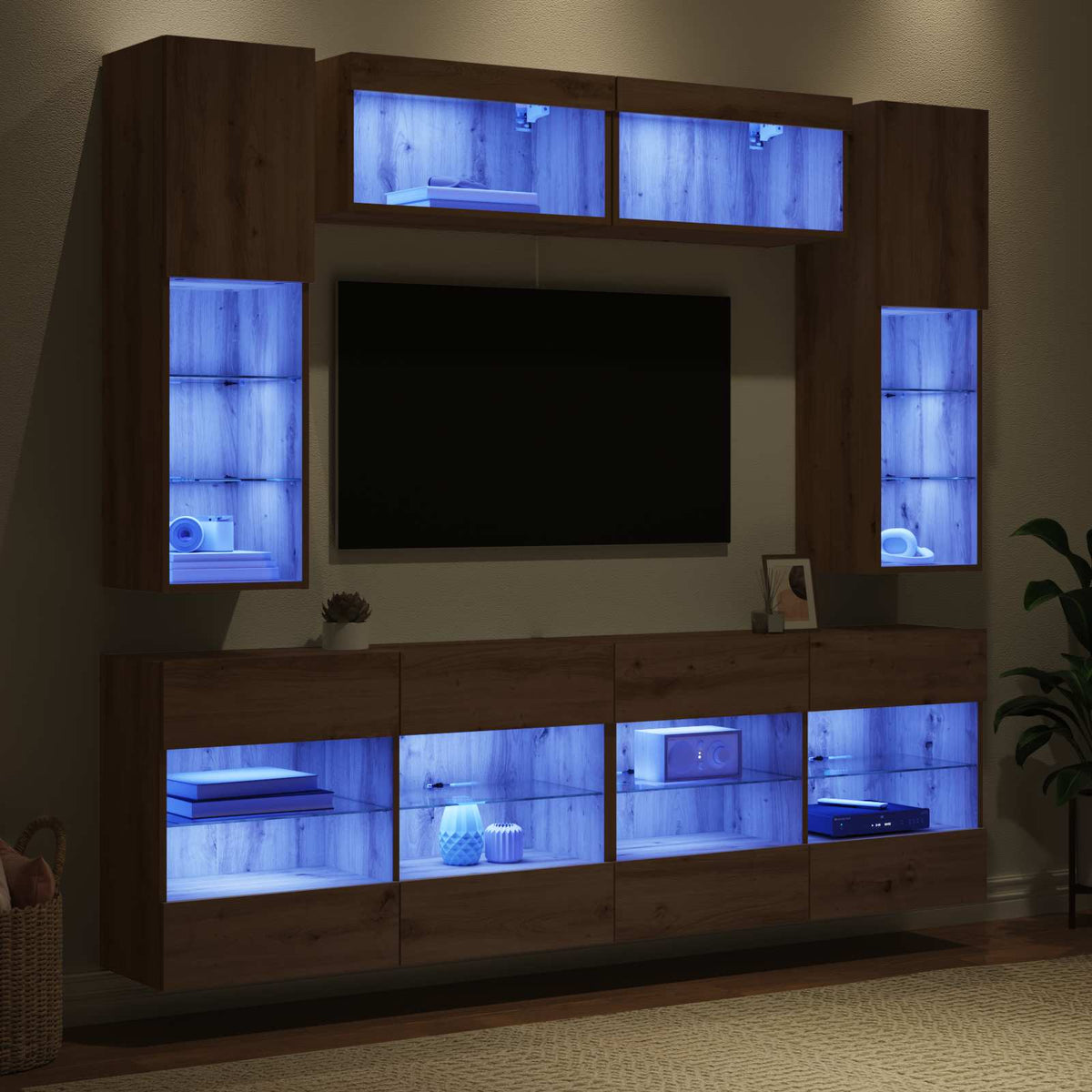 vidaXL TV Wall Cabinet Set 6 pcs Artisan Oak Engineered Wood 5
