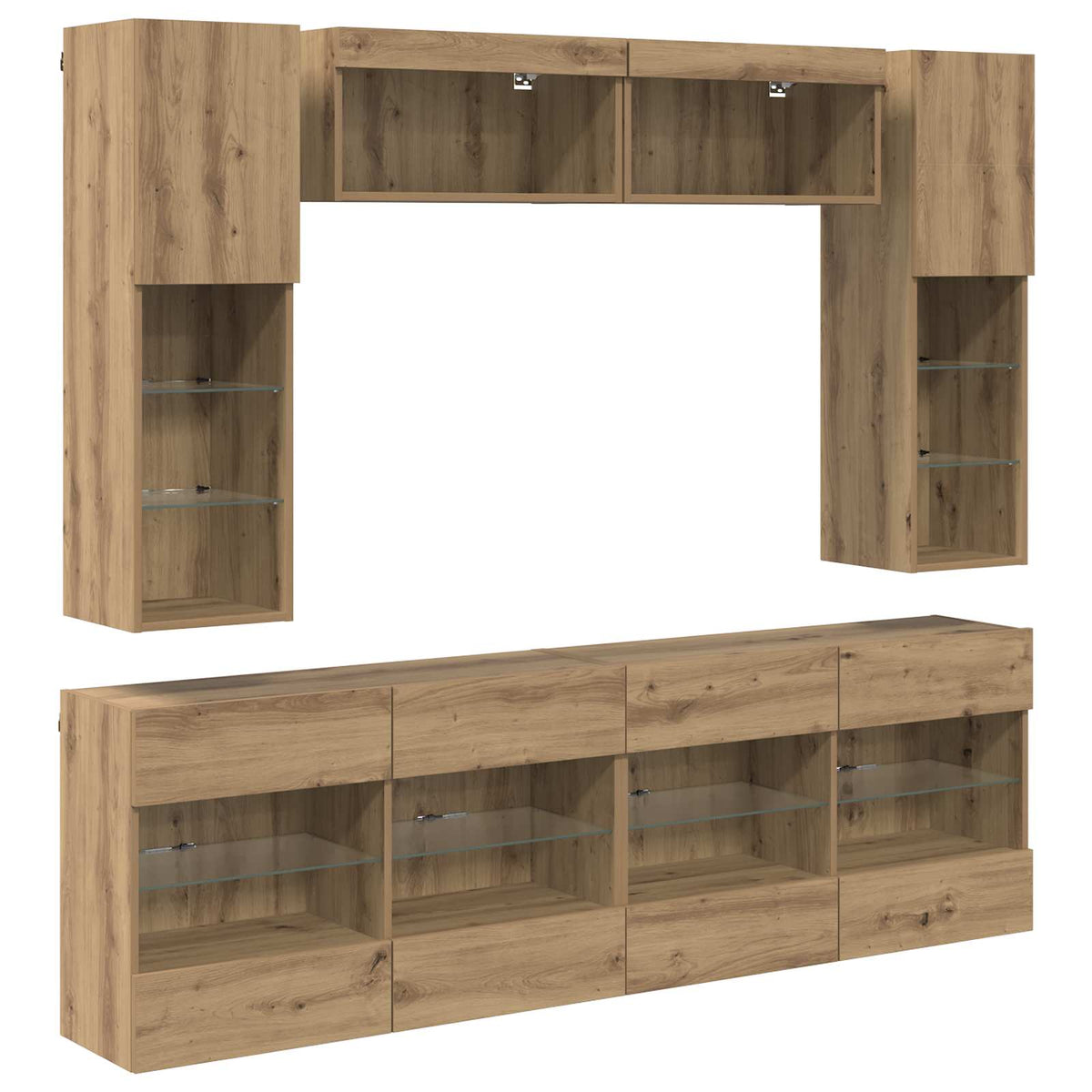 vidaXL TV Wall Cabinet Set 6 pcs Artisan Oak Engineered Wood 2