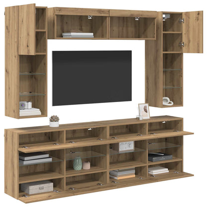vidaXL TV Wall Cabinet Set 6 pcs Artisan Oak Engineered Wood 3