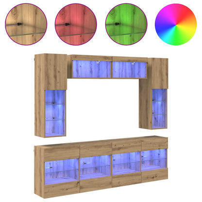 vidaXL TV Wall Cabinet Set 6 pcs Artisan Oak Engineered Wood 4