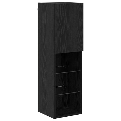 vidaXL TV Wall Cabinet Set with LED 6 pcs Black Oak Engineered Wood 6