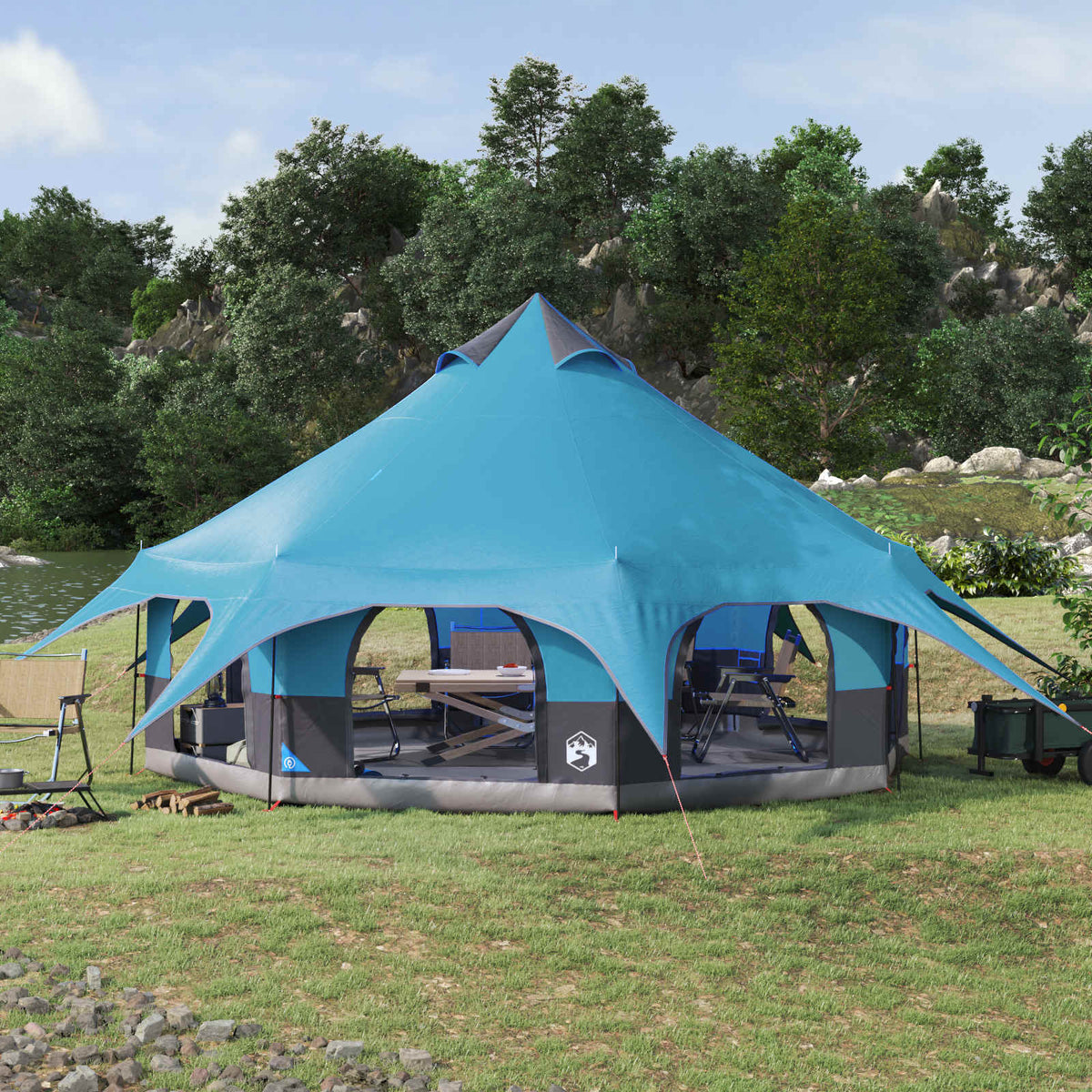 vidaXL Family Tent 185T Polyester with PU Coating