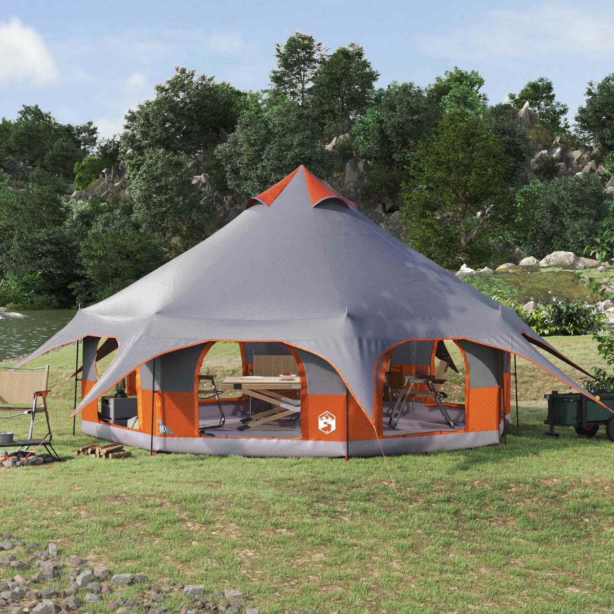 vidaXL Family Tent 185T Polyester with PU Coating