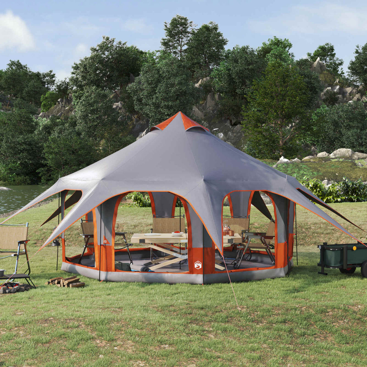 vidaXL Family Tent 185T Polyester with PU Coating
