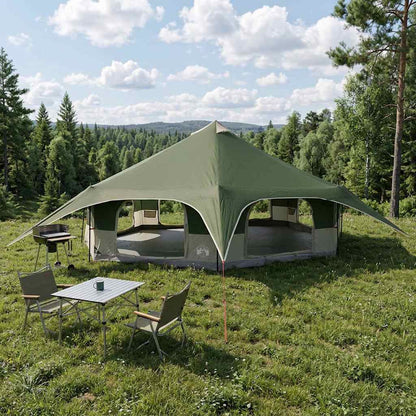 vidaXL Family Tent 18-Person Green 185T Polyester with PU Coating 1
