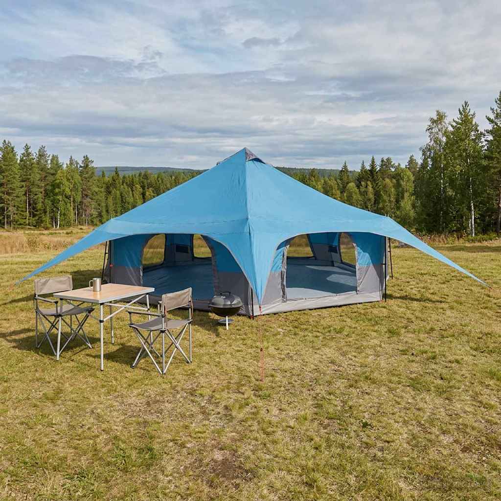 vidaXL Family Tent 18-Person Blue 185T Polyester with PU Coating 1