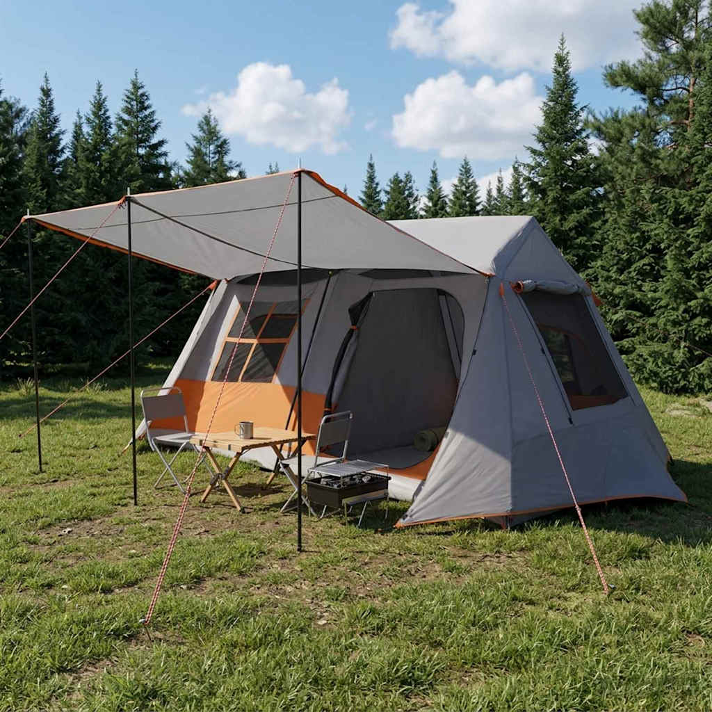 vidaXL Tunnel Tent Grey and Orange 400 x 278 x 182 cm 1