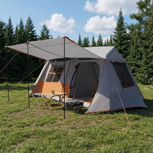 vidaXL Tunnel Tent Grey and Orange 400 x 278 x 182 cm 1