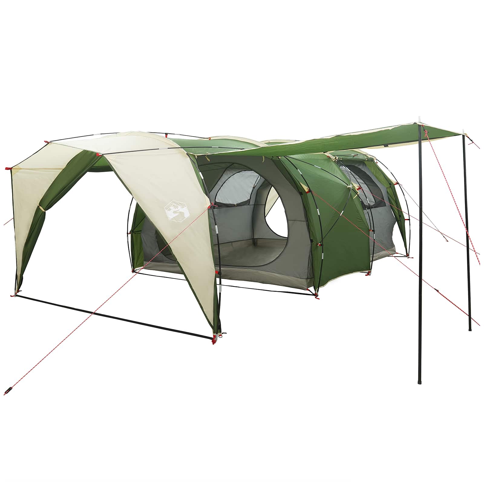vidaXL Tunnel Tent 6-Person Green 185T Polyester with PU Coating 2