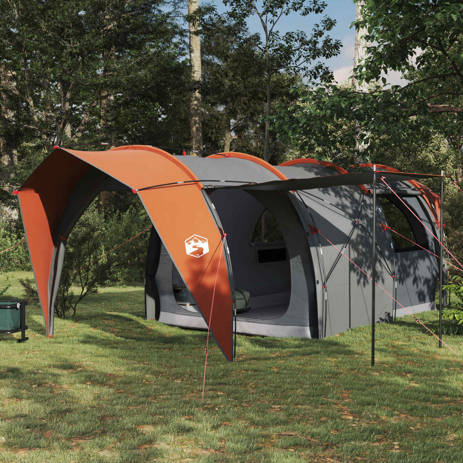vidaXL Tunnel Tent 6-Person Grey and Orange 1
