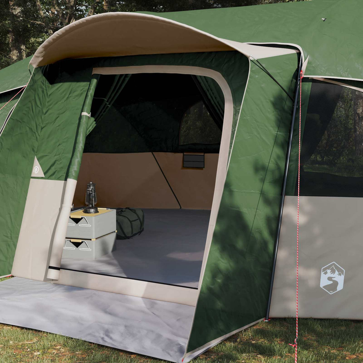 Family Tent with Rainfly Water-resistant Green 18-Person