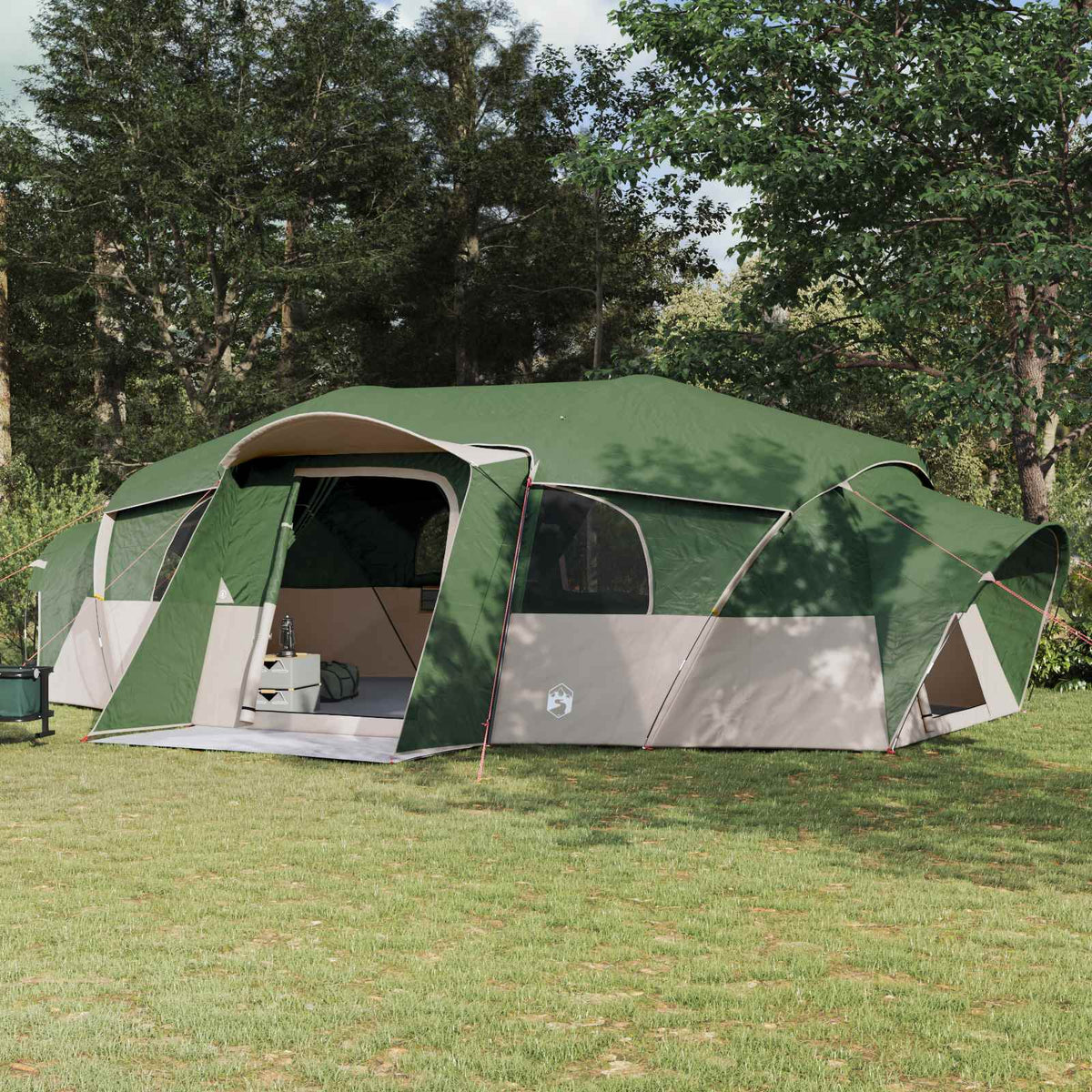 Family Tent with Rainfly Water-resistant Green 18-Person