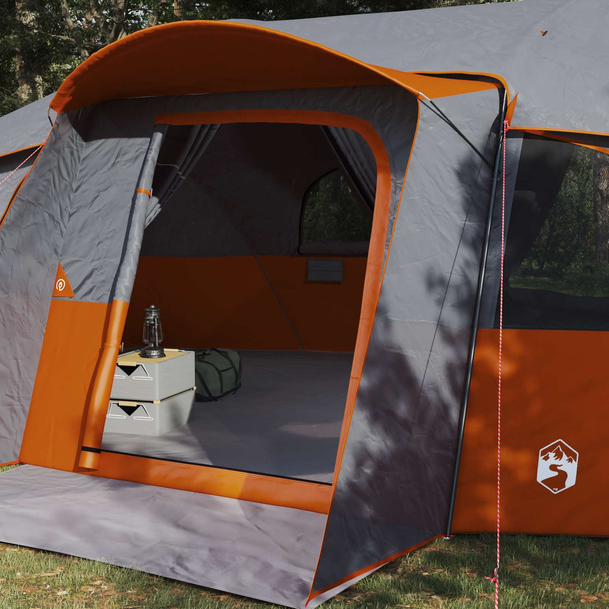 Family Tent with Rainfly Water-resistant Grey and orange 18-Person