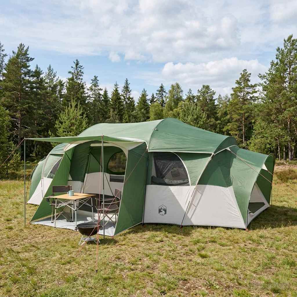 vidaXL Family Tent with Rainfly Water-resistant 10-Person Green 1