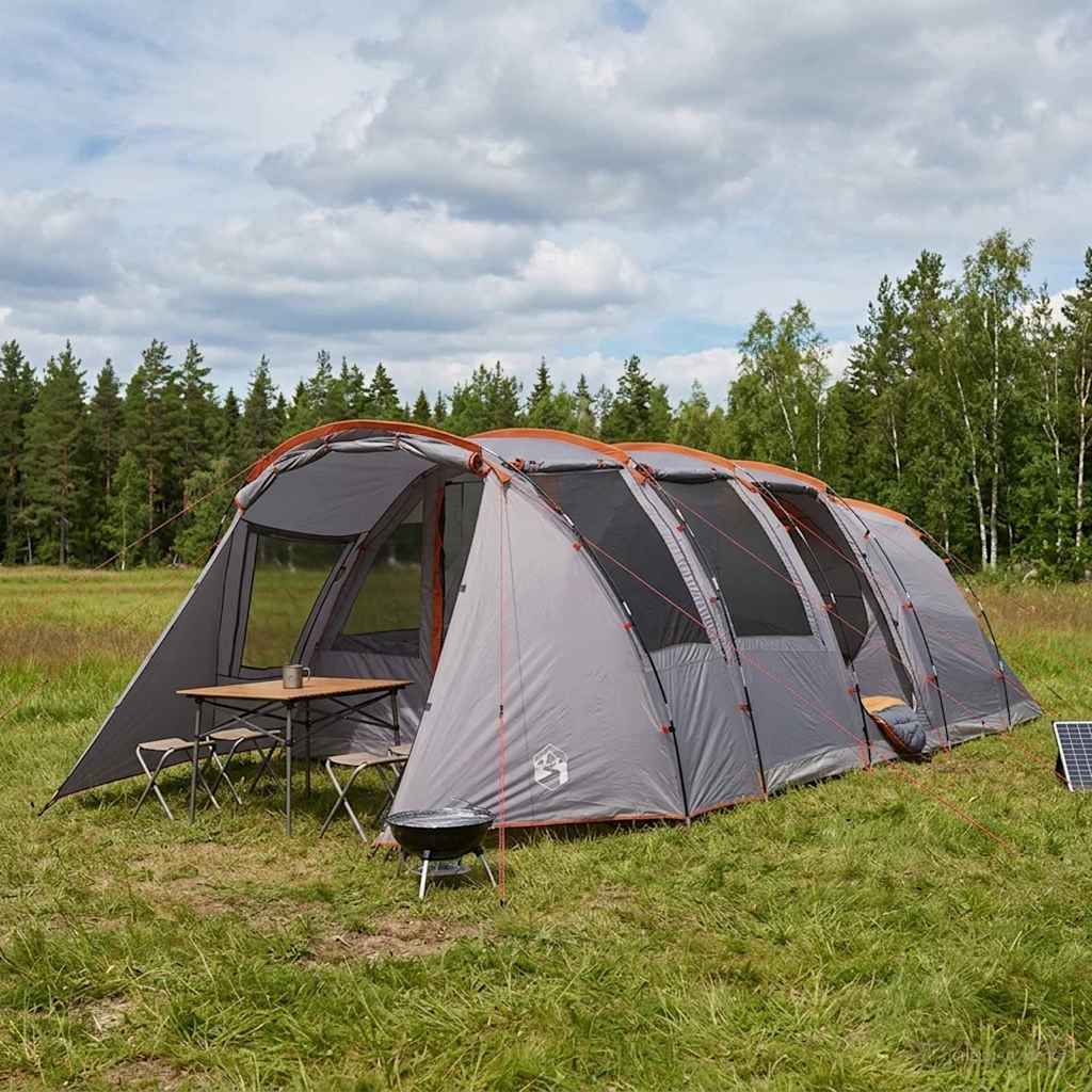 vidaXL Tunnel Tent 675 x 392 x 210 cm Grey and Orange 1