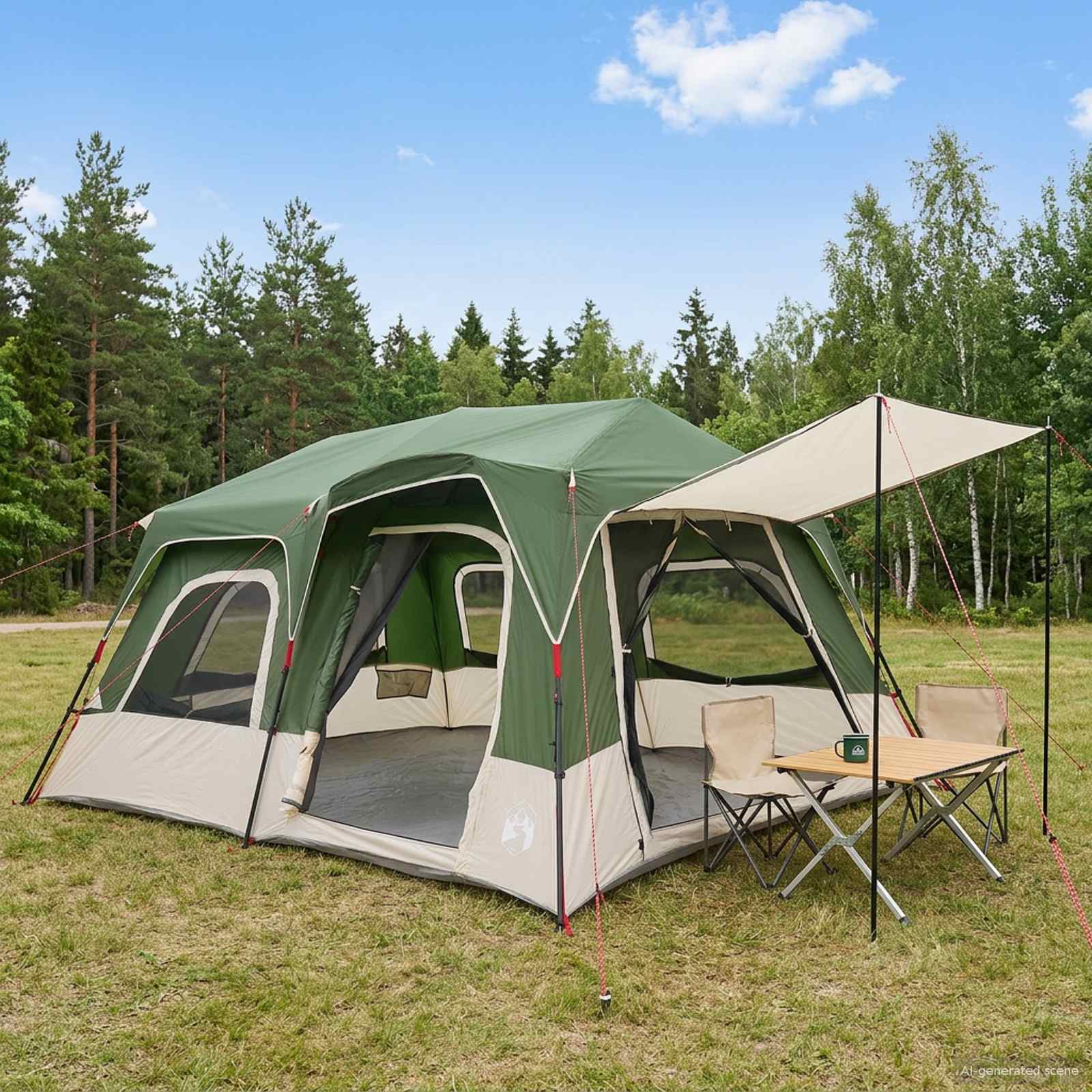 vidaXL Instant Tent 8-Person Green 185T Polyester with PU Coating 1