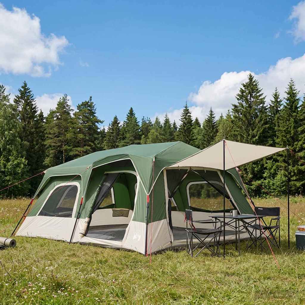 vidaXL Instant Tent 10-Person Green 185T Polyester with PU Coating 1
