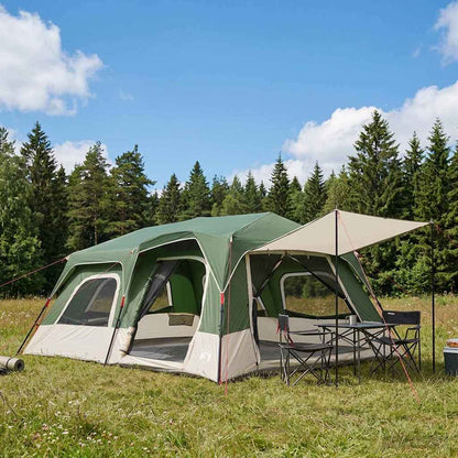 vidaXL Instant Tent 10-Person Green 185T Polyester with PU Coating 1