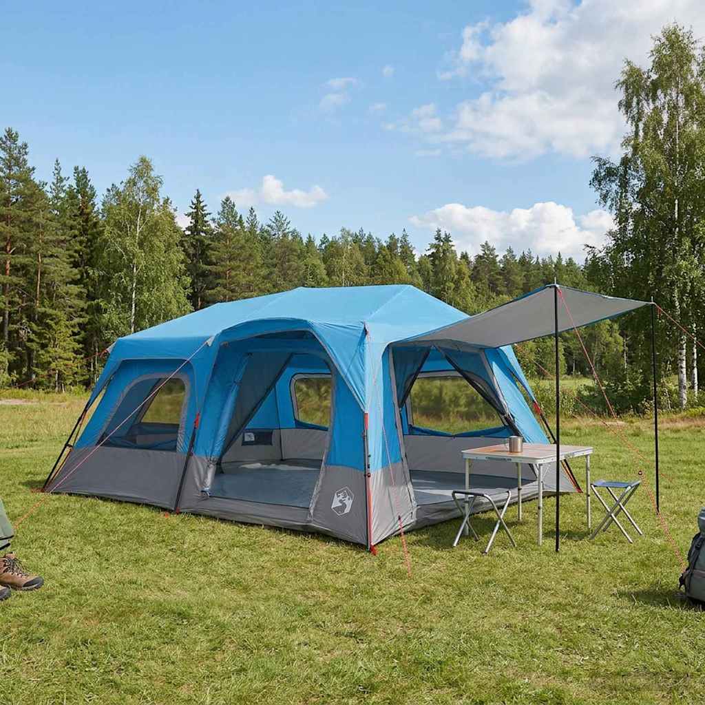 vidaXL Instant Tent 10-Person Blue 185T Polyester with PU Coating 1