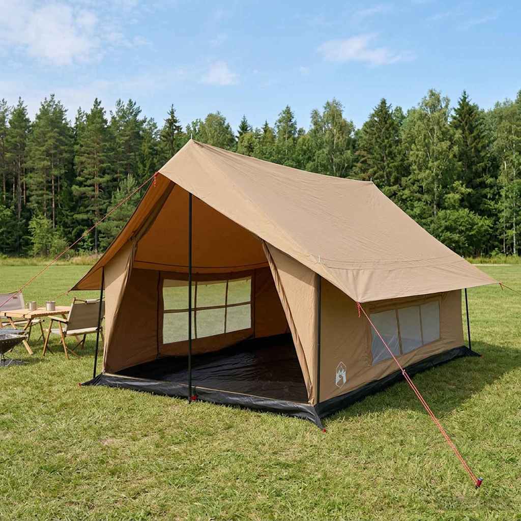 vidaXL Cabin Tent Brown 340 x 246 x 210 cm Polycotton 1
