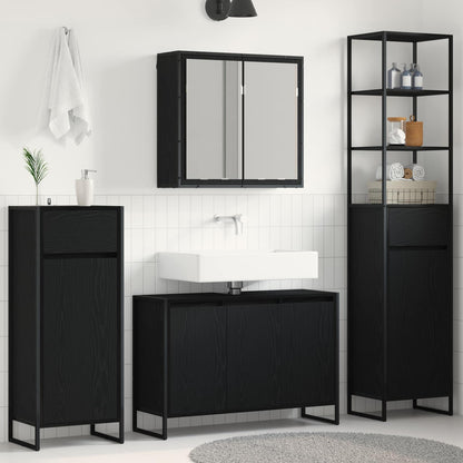 vidaXL Bathroom Furniture Set 4 pcs Black Oak Engineered Wood 1