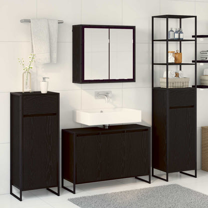 vidaXL Bathroom Furniture Set 4 pcs Black Oak Engineered Wood 4