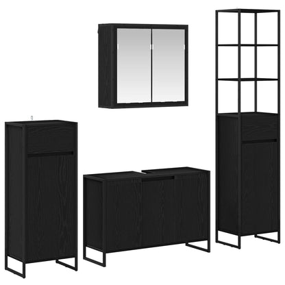 vidaXL Bathroom Furniture Set 4 pcs Black Oak Engineered Wood 2