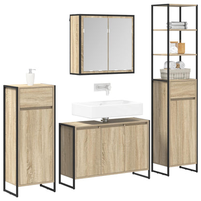 vidaXL Bathroom Furniture Set 4 pcs Sonoma Oak Engineered Wood 3