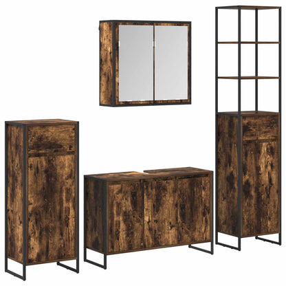 vidaXL Bathroom Furniture Set 4 pcs Smoked Oak Engineered Wood 2