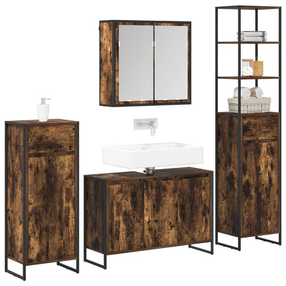 vidaXL Bathroom Furniture Set 4 pcs Smoked Oak Engineered Wood 3