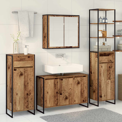 vidaXL Bathroom Furniture Set 4 pcs Old Wood Engineered Wood 4