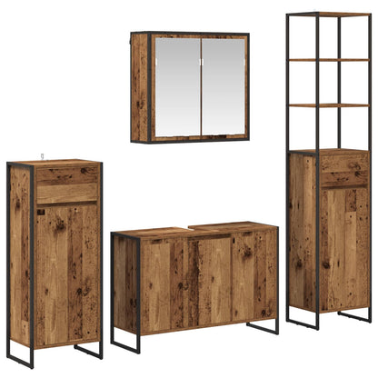 vidaXL Bathroom Furniture Set 4 pcs Old Wood Engineered Wood 2