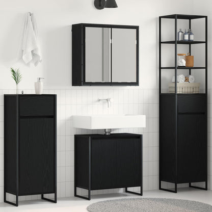 vidaXL Bathroom Furniture Set 4 pcs Black Oak Engineered Wood 1