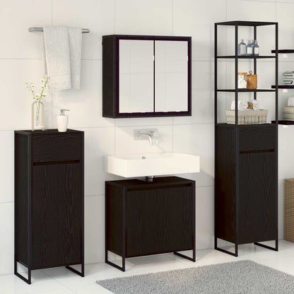 vidaXL Bathroom Furniture Set 4 pcs Black Oak Engineered Wood 4