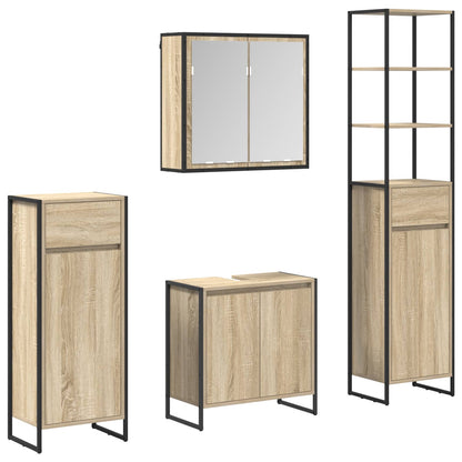vidaXL Bathroom Furniture Set 4 pcs Sonoma Oak Engineered Wood 2