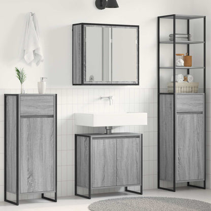vidaXL Bathroom Furniture Set 4 pcs Grey Sonoma Engineered Wood 1