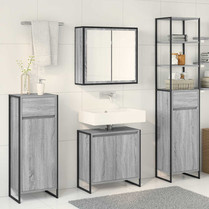 vidaXL Bathroom Furniture Set 4 pcs Grey Sonoma Engineered Wood 4