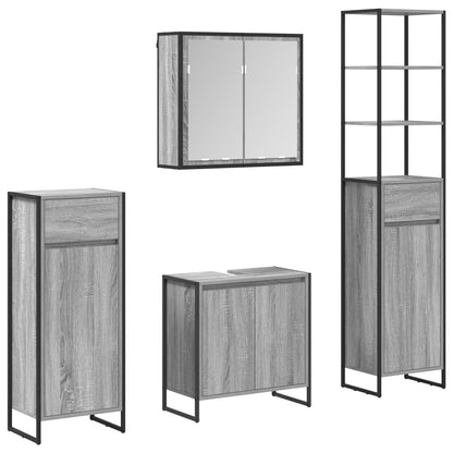 vidaXL Bathroom Furniture Set 4 pcs Grey Sonoma Engineered Wood 2