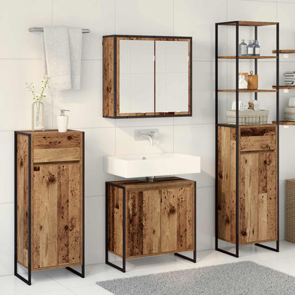 vidaXL Bathroom Furniture Set 4 pcs Old Wood Engineered Wood 4