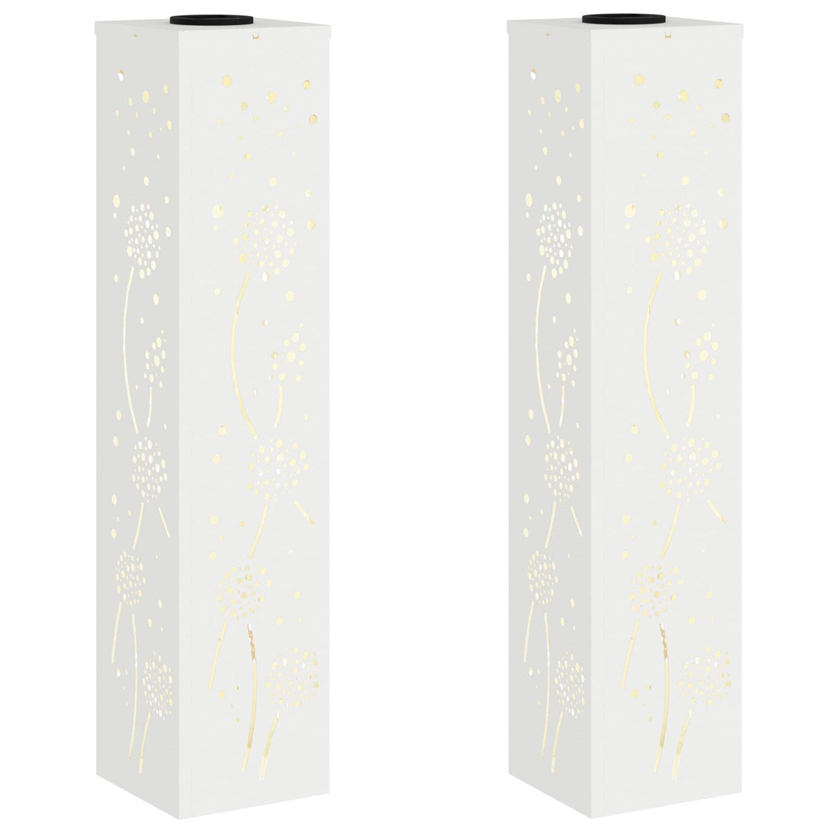Solar LED Pathway Light 2 pcs Warm White 18 x 18 x 80 cm Dandelion Pattern White