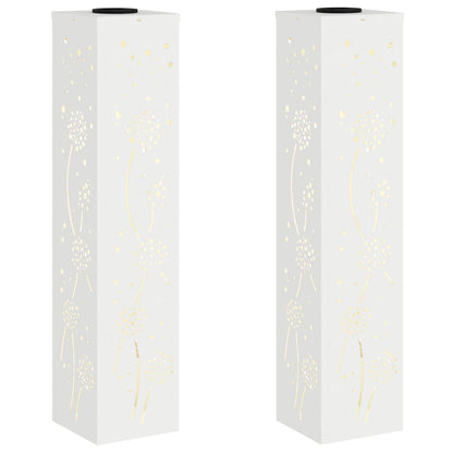 Solar LED Pathway Light 2 pcs Warm White 18 x 18 x 80 cm Dandelion Pattern White