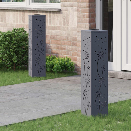 Solar LED Pathway Light 2 pcs Warm White 18 x 18 x 80 cm Dandelion Pattern Anthracite